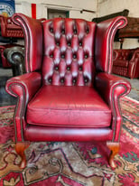 Oxblood Chesterfield Queen Anne Chair