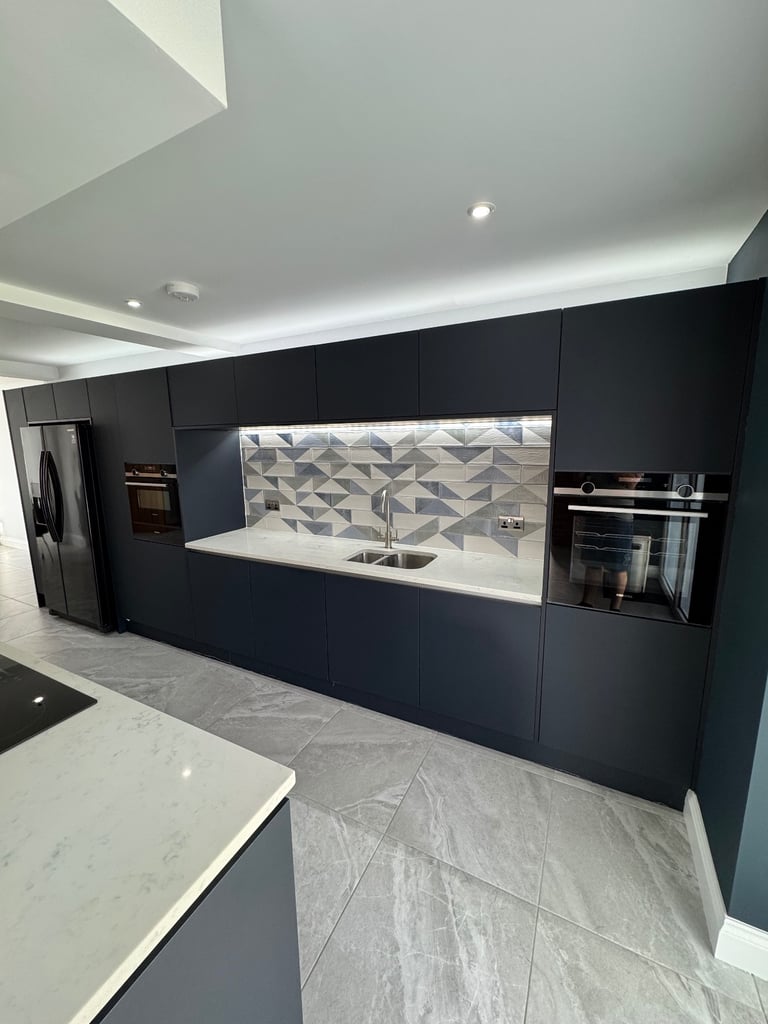 Large Matt Navy Kitchen Units + Appliances