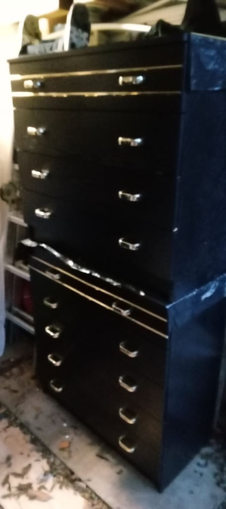 image for Black wood effect chest of drawers, 2 small drawers and 4 large drawers.