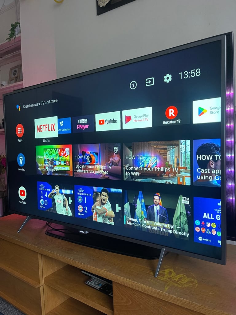 image for Philips ANDROID 55 inch 4K Ultra HD HDR Ambilights Smart LED TV In EXCELLENT CONDITION 