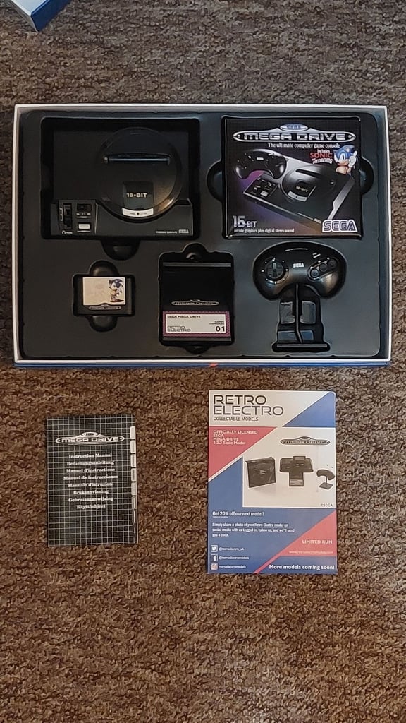 Sega megadrive scale model and megadrive charger  collectable 