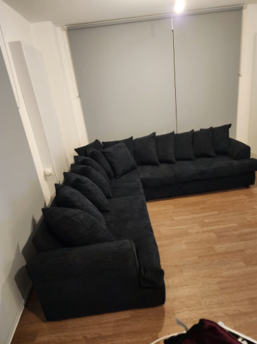 Brand New - Liverpool Jumbo Cord Corner Sofa (5 seater corner) - Black- SAME/NEXT DAY DELIVERY
