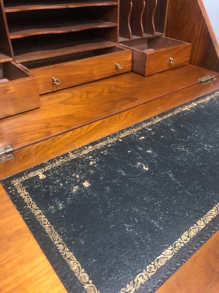 Antique wooden writing desk bureau with drawers 