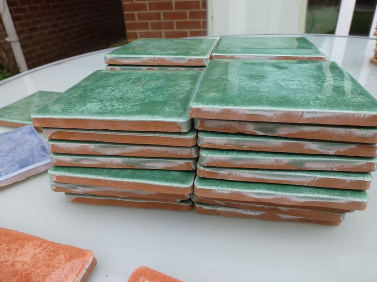 Brand new handmade 10cm square wall tiles Blue orange and green available