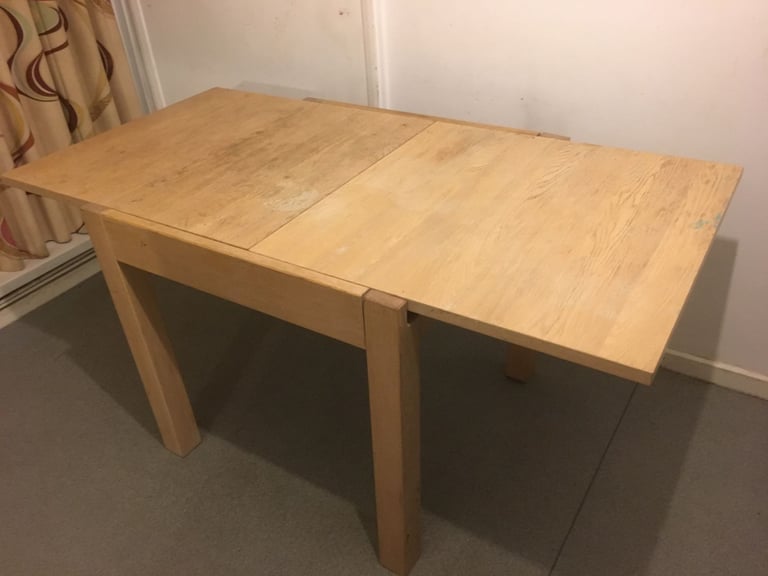 image for Oak Dining Table Extending Seats 4-6 Solid and Sturdy Wood Table