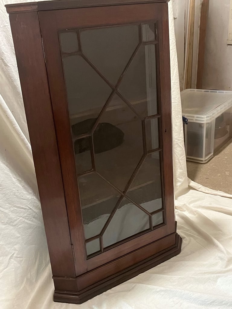 Mahogany antique wall display cabinet/ cupboard 