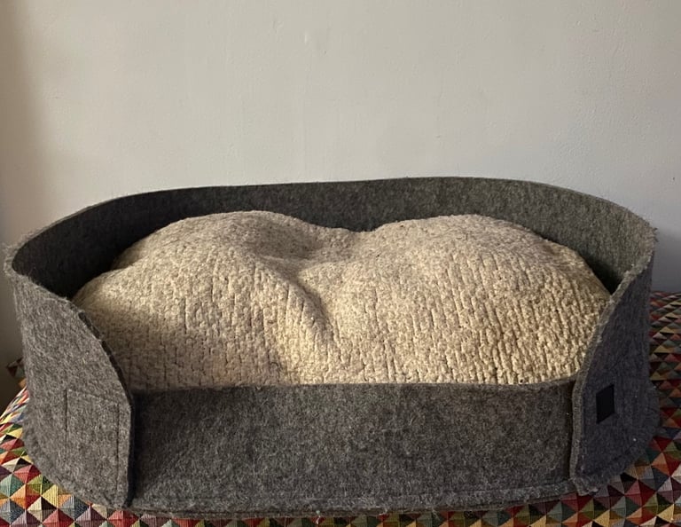 Grey felt dog bed With reversible cushion, from Made .com