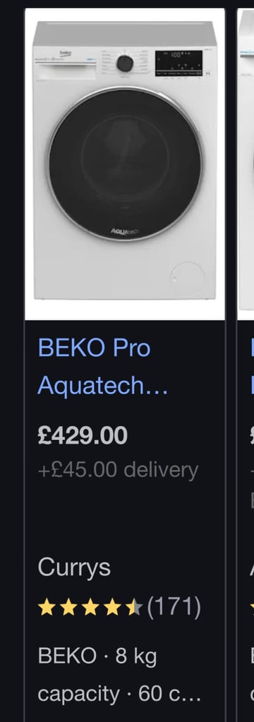 🤩NEW🤩RRP £429!! Beko Pro500 8kg Washing Machine - White / Chrome 