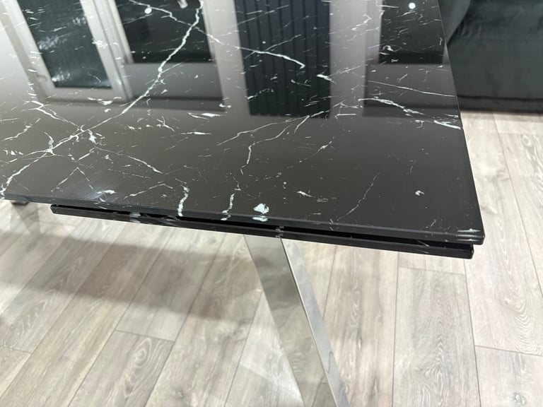 Tempered glass marble table 