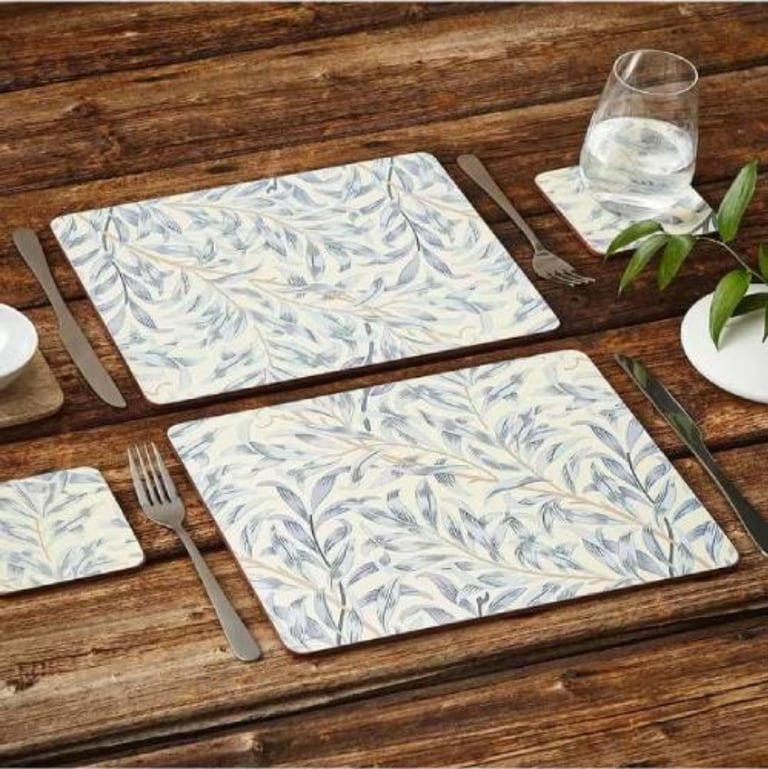 Morris & Co. Willow Bough 6 Placemats, Blue.