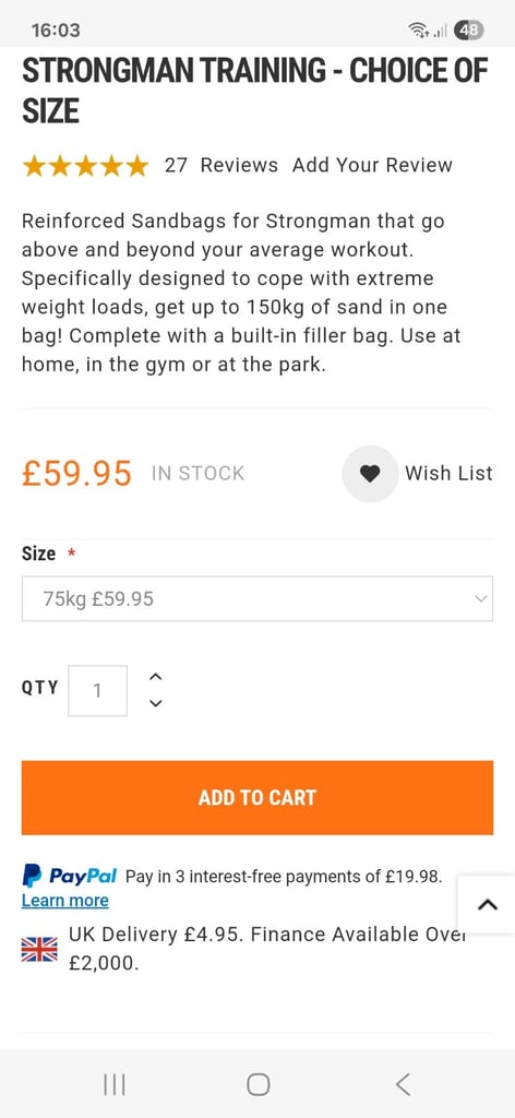 Mirafit sandbag for strongman training