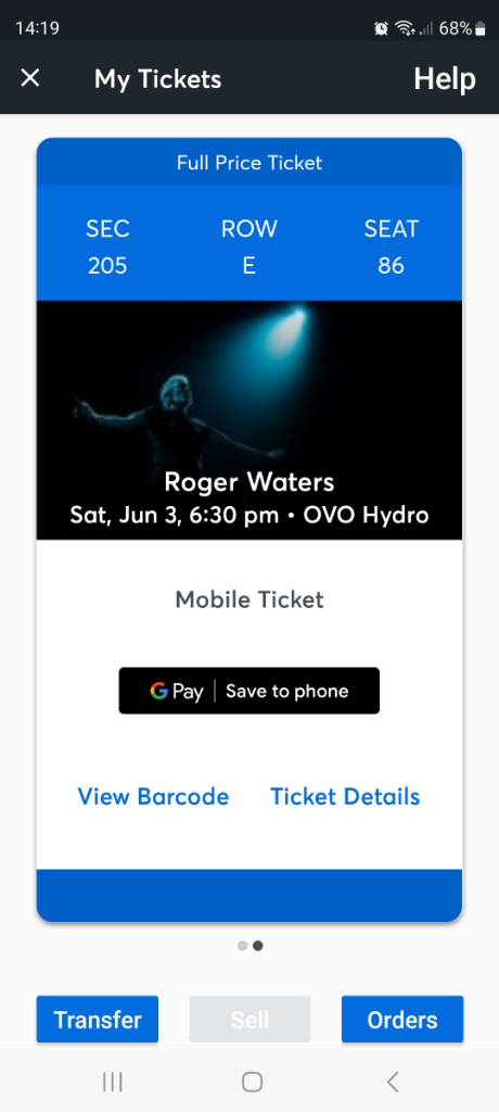 Roger water tickets