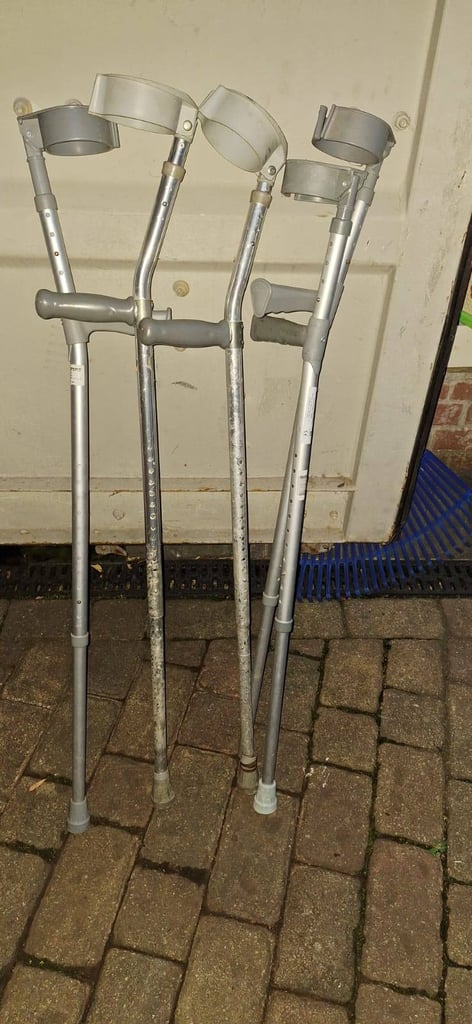 image for Disability Crutches Adjustable Height Aluminium Pair