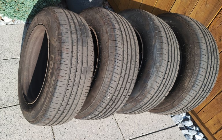 4 x 15inch steel wheels, tyres and wheel trims, all VGC, PCD 4x108 (Berlingo/Partner van).