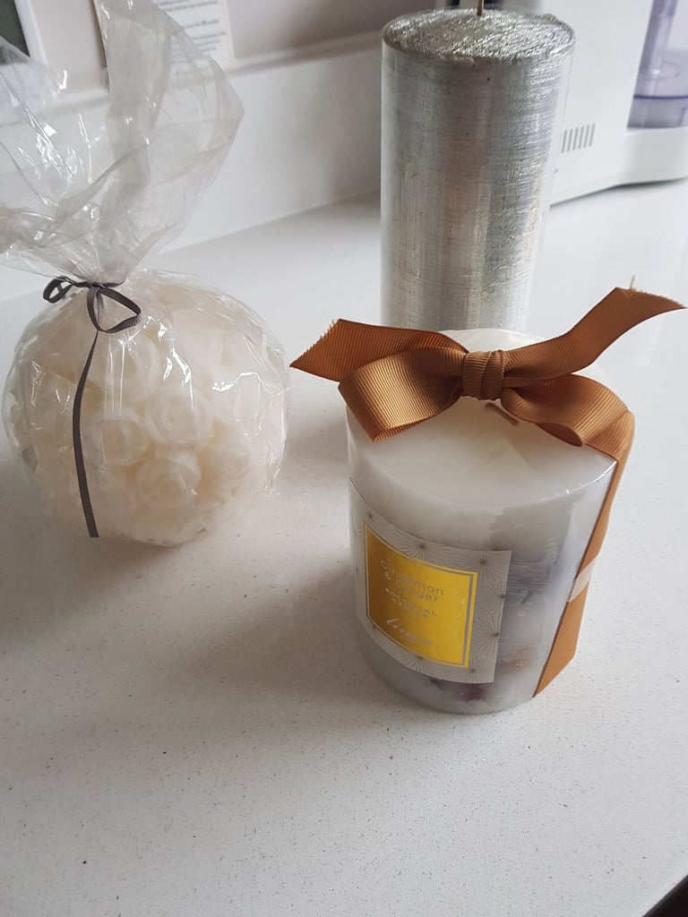 Three large  decorative candles