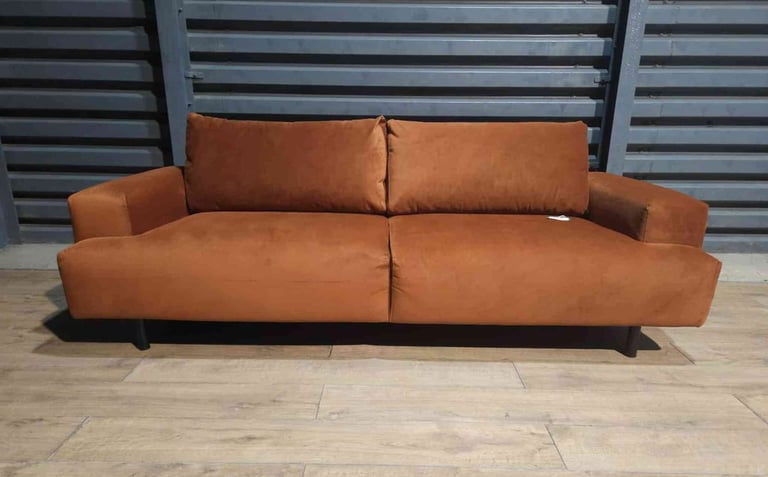 3 Seater Velvet Sofa - Orange. 