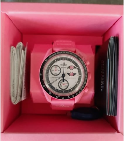 時計 SWATCH OMEGA BIOCERAMIC MOONPHASE PINK MISSION TO THE PINK