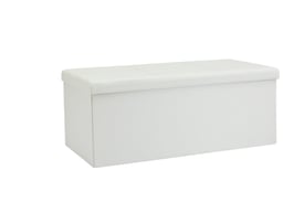 Large Faux Leather Stitched Ottoman White