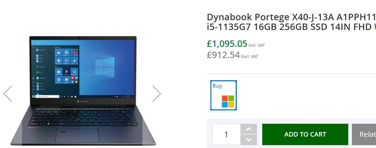 Toshiba Dynabook | Core i5-1135G7 | 32GB RAM/256GB PCIe SSD | RRP £1,095