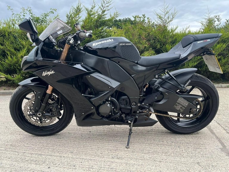 2008 08 KAWASAKI ZX 1000 ZX10 E8F NINJA ZX10R SPORTS BIKE BLACK STRAIGHT BARS