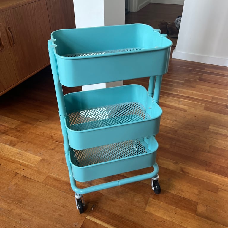 IKEA Raskog Trolley Shelf Set 3-Shelf - Small - Blue/Green Used