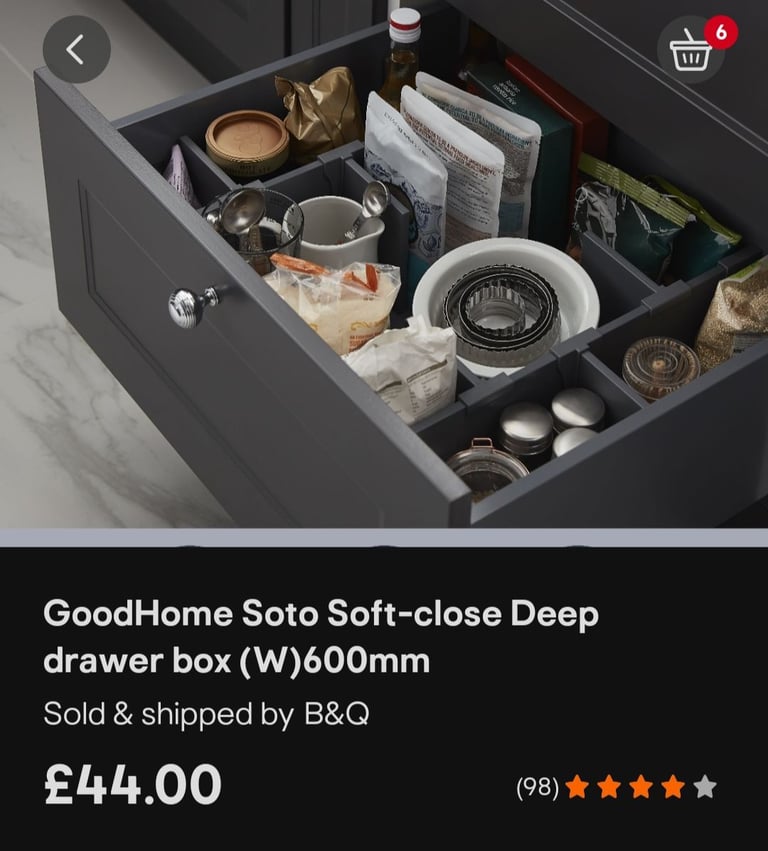 image for B&q soft close deep drawer box 600mm