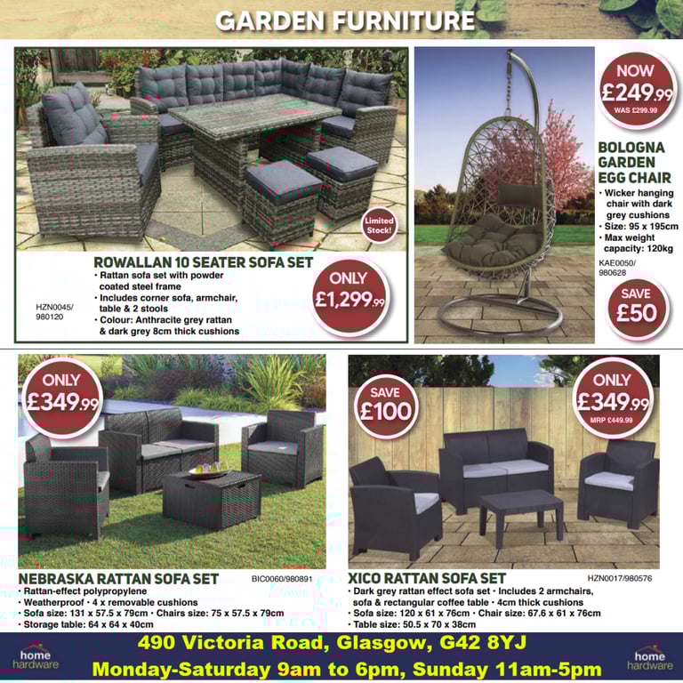 BRAND NEW GARDEN PATIO FURNITURE / RATTAN SOFA / EGG CHAIR VISIT OUR