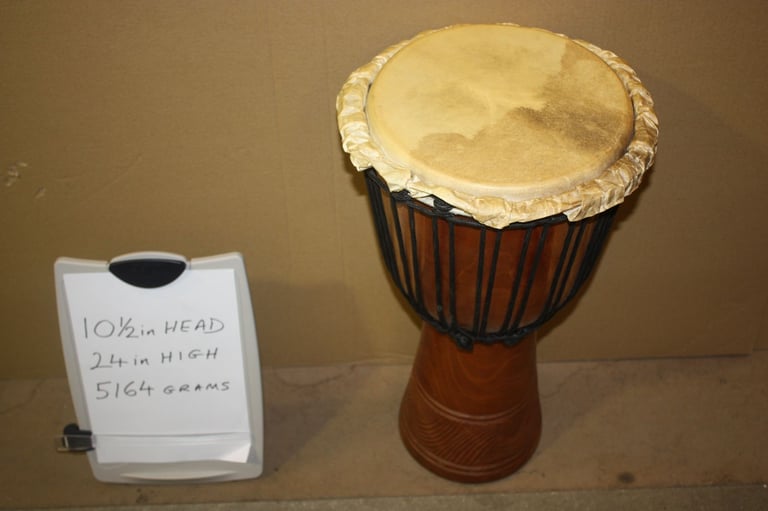 African Wooden Djembe Drum 10.1/2in Head x 24in High ~ Weight 5164 Grams ~ £75 ono
