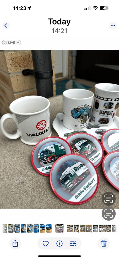 AS   new classic car drinking mugs with  small  biscuit  plate  &   Coasters     £7   Bristol  
