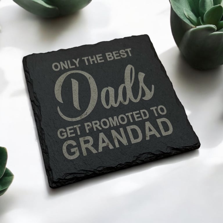 image for Best Dads Get Promoted To Grandad Slate Coaster | Grandad | Dad | Fathers Day | Christmas |