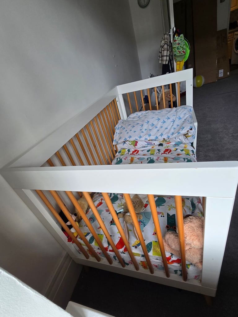 Maya cot bed from OBaby. White colour. 