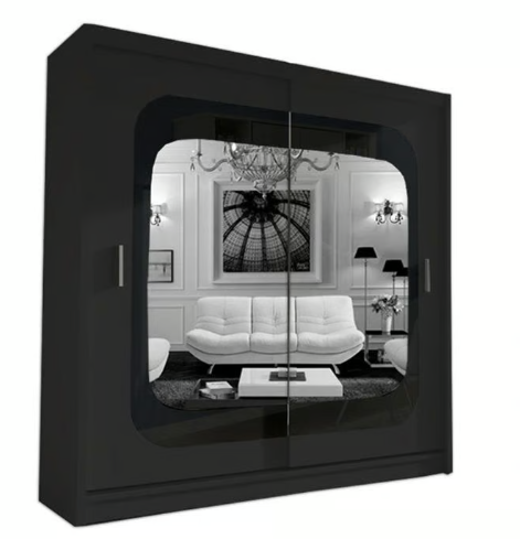 Brand New - Chelsea Mirror Sliding Door Wardrobe - Black - SAME/NEXT DAY DELIVERY