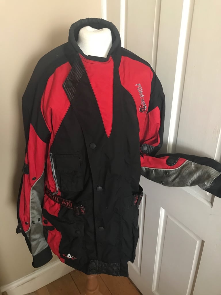 Akito Python Plus men’s motorbike motor bike motorcycle jacket coat size XL men’s black and red