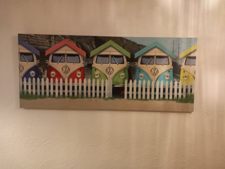 Striking vintage canvas wall art - VW Camper Vans 