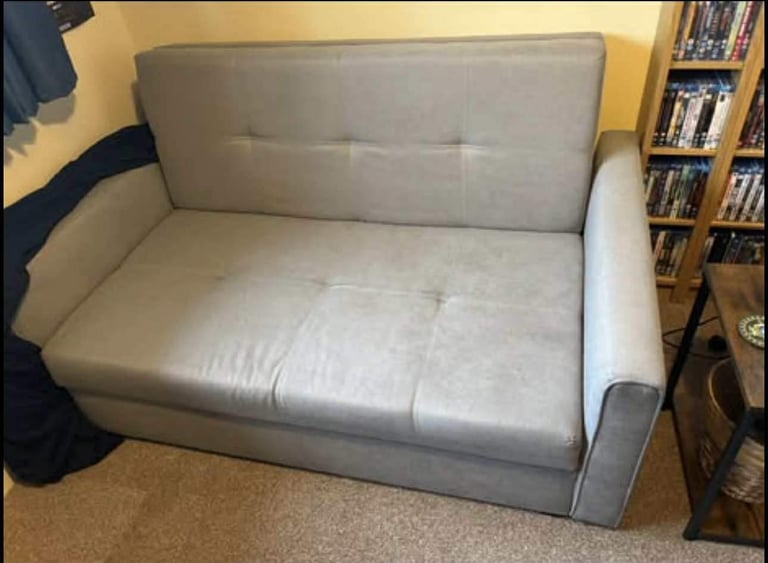 Honeypot Sofa bed - 2 Seater Sofa Bed with Storage - Grey Fabric Couch with Pull Out Double Sofabed