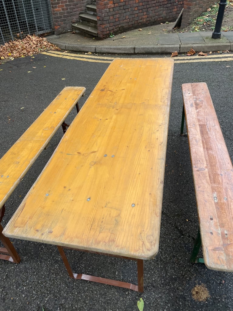 Classic French trestle table and 2 x benches