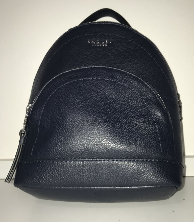 image for Genuine RADLEY navy leather backpack style bag.