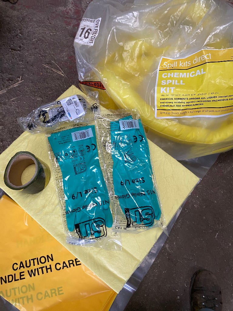 Yellow shield chemical spill kit