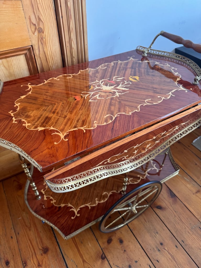 Vintage Italian Bar Cart Drinks Trolley