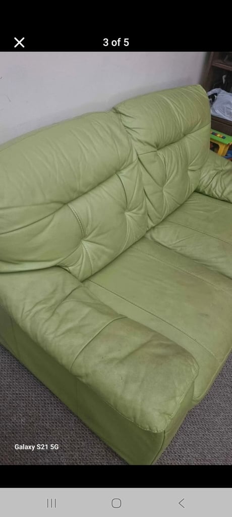 Leather Green Sofa 2 and 3 seats