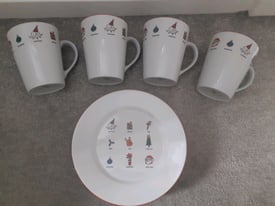 Dunelm 4 Christmas mugs and side plates