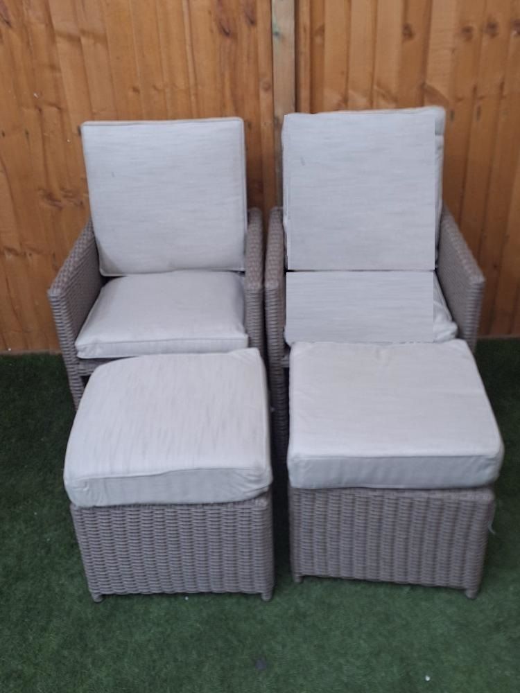 image for Cubo 2 x Cube Dining Chair & 2 x Footstools - Natural - New Boxed - MODA FURNISHINGS 