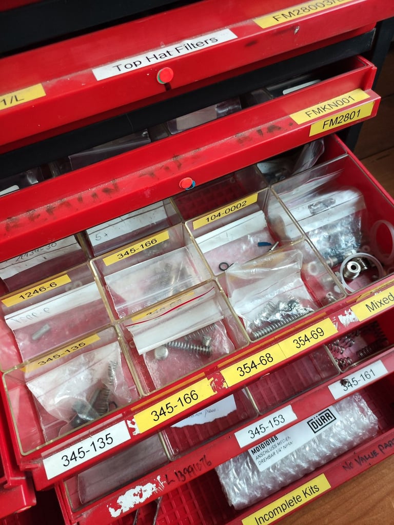 Storage Chest Containing Hundreds of Pounds Worth of Spray Gun Parts