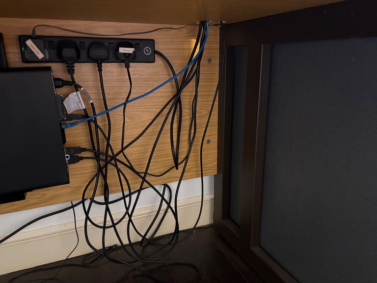Office desk, side drawers and storage unit