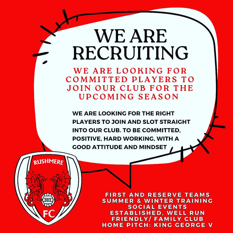 11 a side Sunday league and cup winners recruiting players. 
