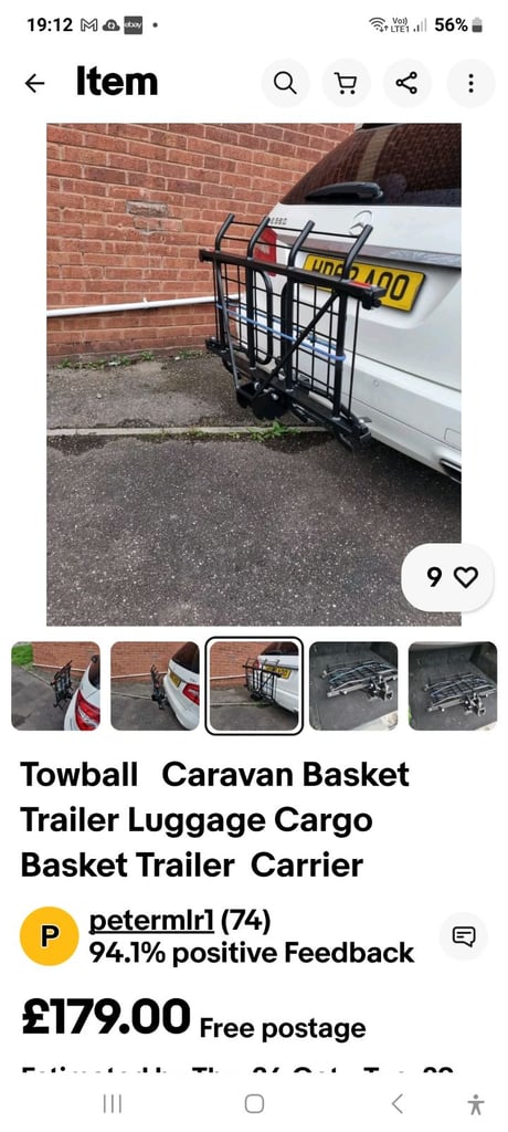 image for Towball Cargo Rack Suitable for Car/Campervan/Motorhome.