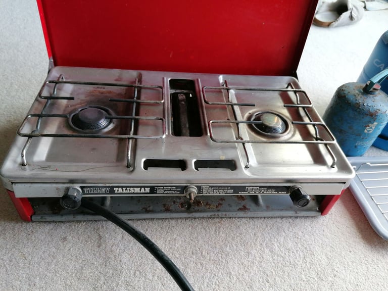Tilley Talisman camping stove and grill with 2 gas bottles - Offers welcome 