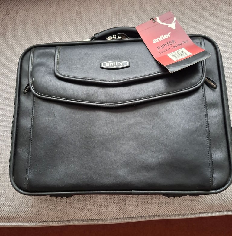 image for New Leather Antler Laptop Case / Bag. Labelled. Several side storage pockets.see pictures