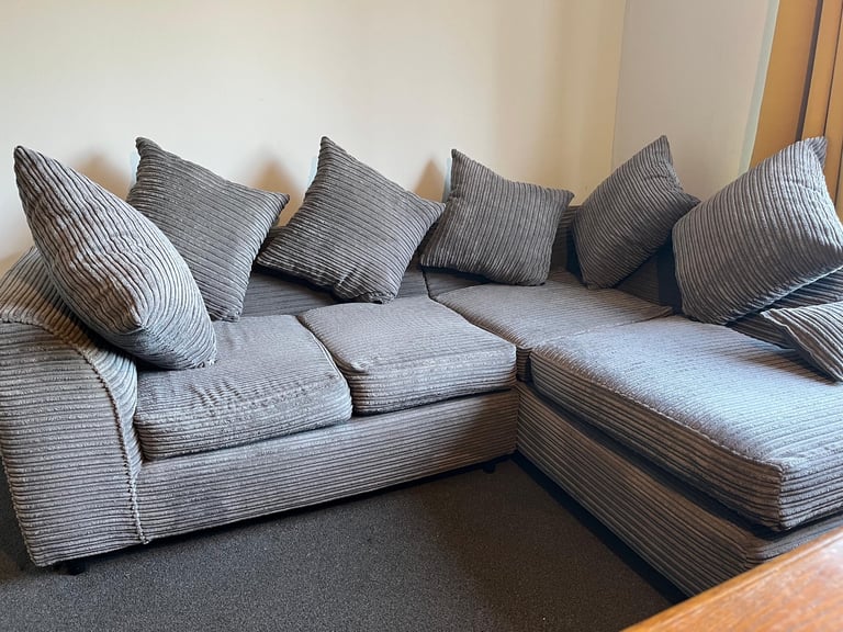 Grey jumbo corner sofa 
