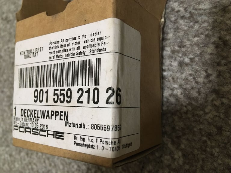 Porsche Gold Lid Emblem Bonnet Badge